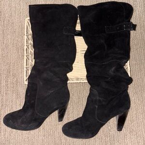 Steve Madden Black Suede Knee-High Boots